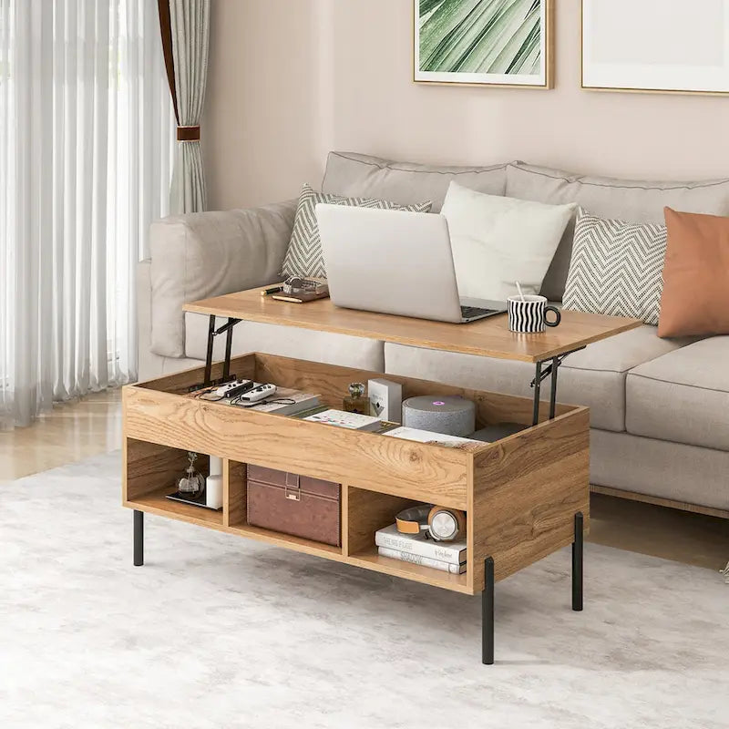 Costway Lift Top Coffee Table with Storage Compartment & 3 Open - See Details