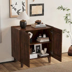 Rustic Wood Accent Cabinet,Fluted Design,Adjustable Shelf,Storage