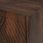 Rustic Wood Accent Cabinet,Fluted Design,Adjustable Shelf,Storage