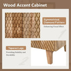 Rustic Wood Accent Cabinet,Fluted Design,Adjustable Shelf,Storage