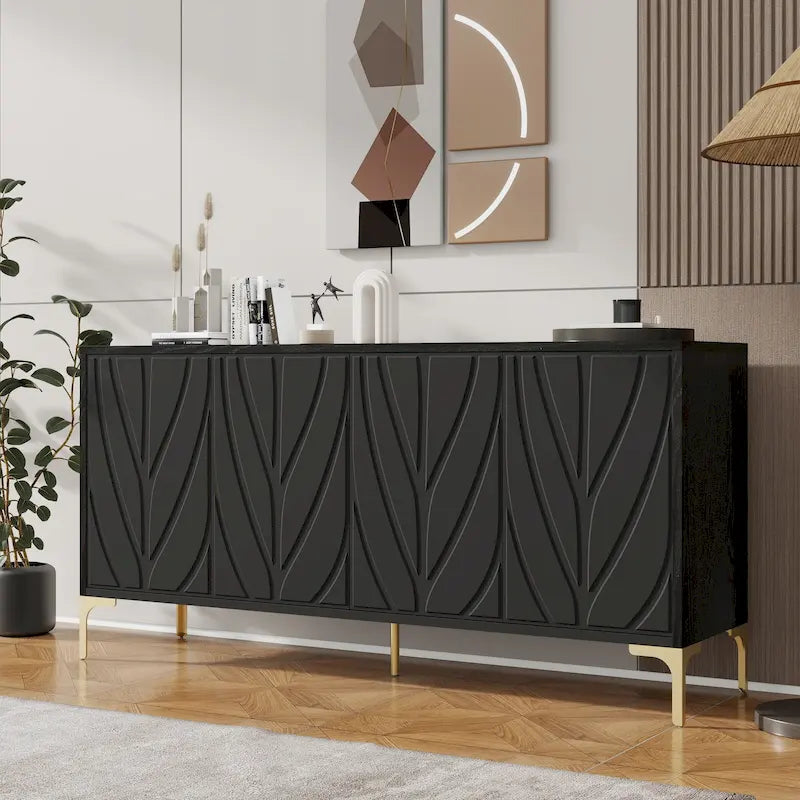 4-door Sideboard Handleless Buffet Cabinet for Dining Room,Living Room