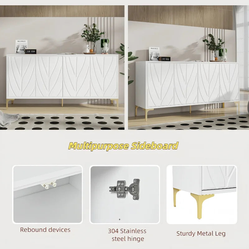 4-door Sideboard Handleless Buffet Cabinet for Dining Room,Living Room