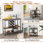 Gymax Industrial Liquor Bar Cart Rolling Kitchen Serving Cart w/ Wine