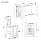 Multi-Functional Counter Height Dining Set Kitchen Bar Dining Table Set with 9 Wine Compartment Wine Glass Holders for Kitchen