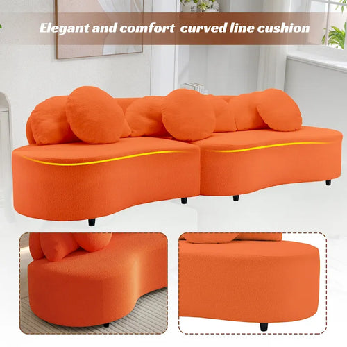 103.5  Lamb Velvet Armless Sofa with 6 Pillows and Floating Design