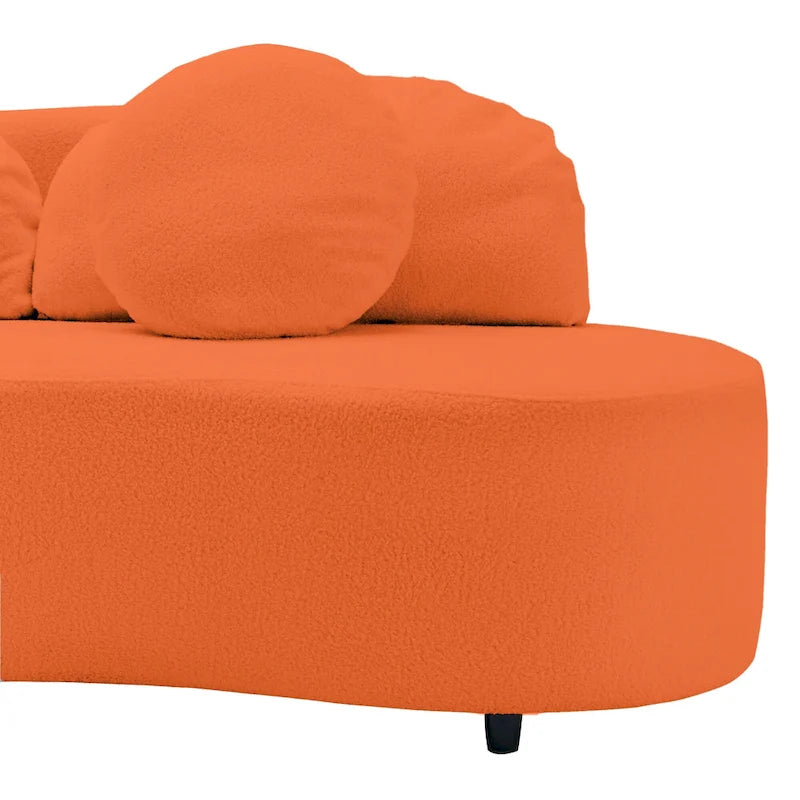 103.5  Lamb Velvet Armless Sofa with 6 Pillows and Floating Design