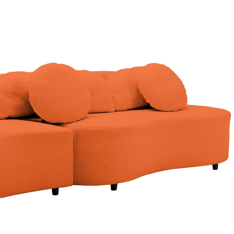 103.5  Lamb Velvet Armless Sofa with 6 Pillows and Floating Design