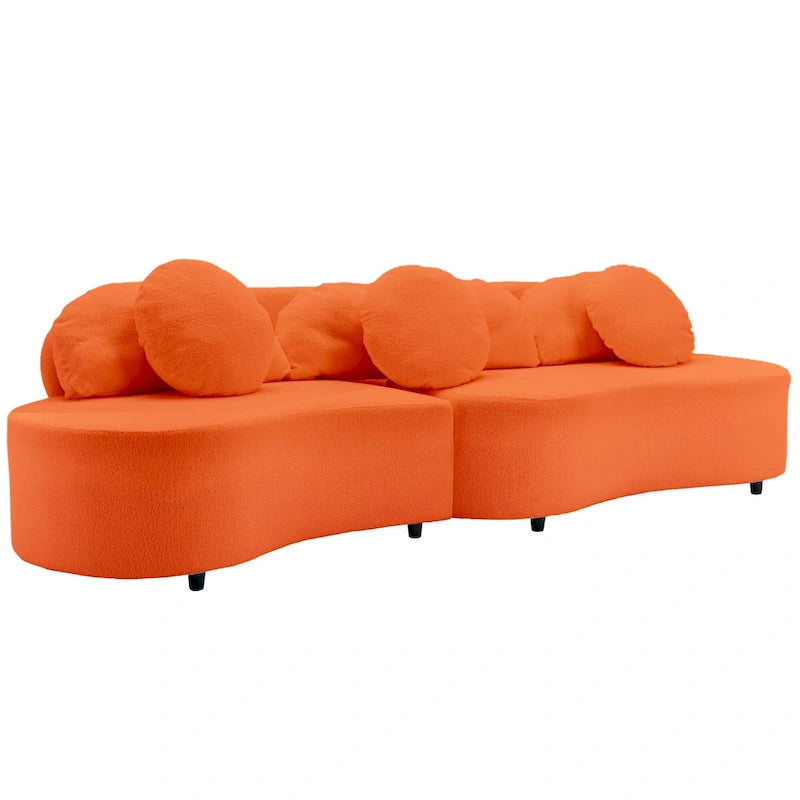 103.5  Lamb Velvet Armless Sofa with 6 Pillows and Floating Design