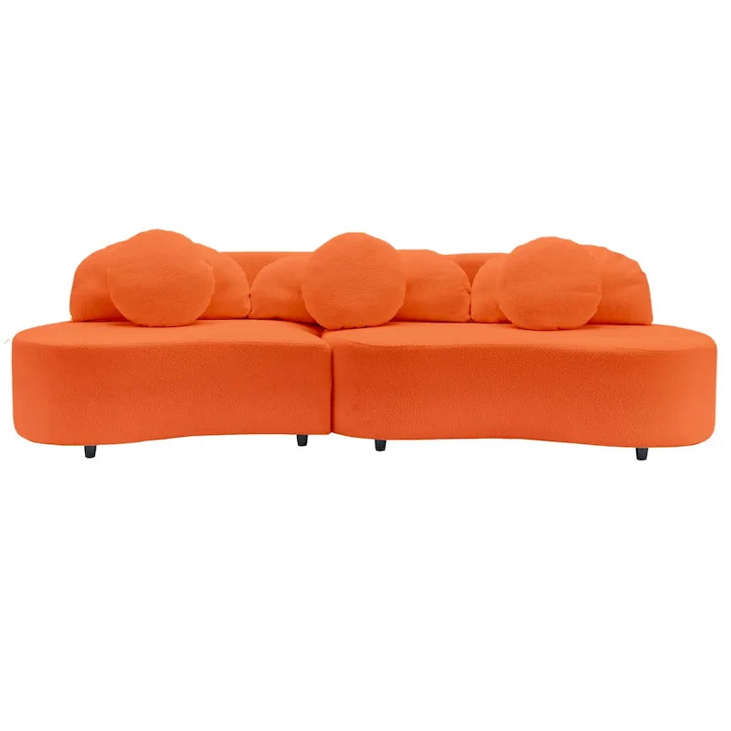 103.5  Lamb Velvet Armless Sofa with 6 Pillows and Floating Design