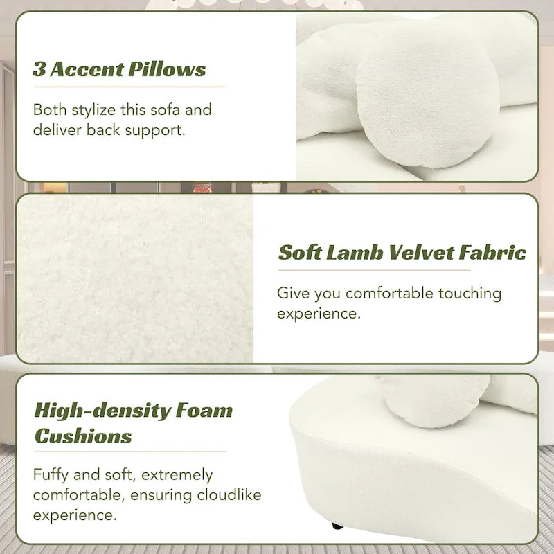 103.5  Lamb Velvet Armless Sofa with 6 Pillows and Floating Design