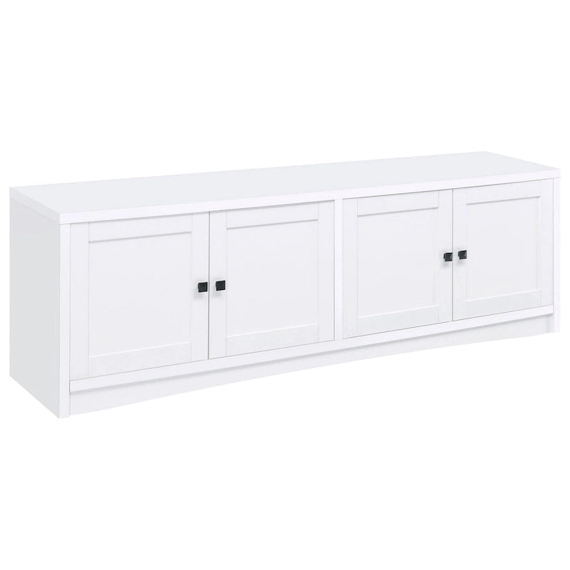 Donna TV Stand Media Cabinet with 4 Doors, White Melamine 78 Inch