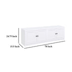 Donna TV Stand Media Cabinet with 4 Doors, White Melamine 78 Inch