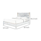 Carry Queen Bed, Beige Boucle Upholstered Headboard Walnut Brown Solid Wood