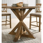 Counter Height Dining Table Set, 5 Piece Round Kitchen Dining Table Set with Round Table and 4 Upholstered Dining Chairs