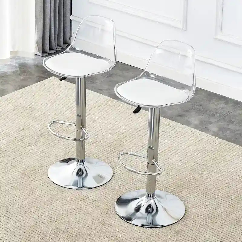 Swivel Bar Stools Set of 2, Counter Height Barstools with Backrest, Dining Room Chairs with Footrest and PU Seats