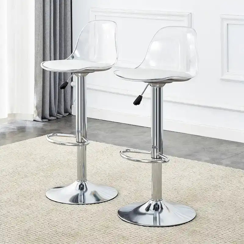 Swivel Bar Stools Set of 2, Counter Height Barstools with Backrest, Dining Room Chairs with Footrest and PU Seats