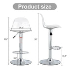 Swivel Bar Stools Set of 2, Counter Height Barstools with Backrest, Dining Room Chairs with Footrest and PU Seats