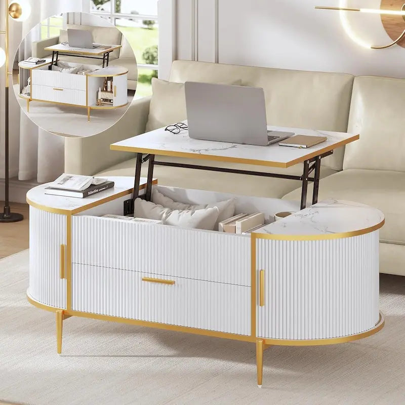 Lift Top Coffee Table Storage Compartment Barn Door