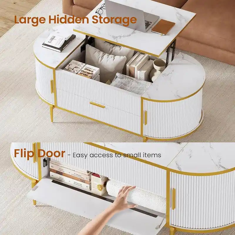 Lift Top Coffee Table Storage Compartment Barn Door