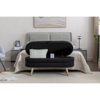 Storage Ottoman Bench with Wood Legs,Oval End of Bed Bench Indoor Ottoman W/Adjustable Foot Nails for Living Room