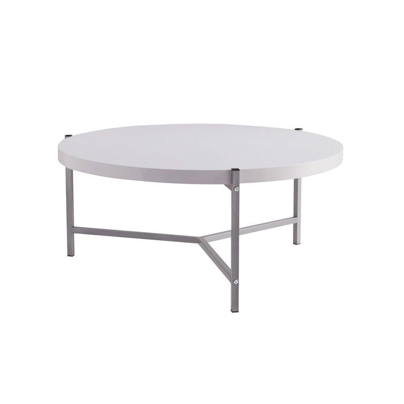 36.5  Modern Round Coffee Table with Wooden Top and Sleek Stainless-Steel Base for Living Room - 36.5L x 36.5W x 16.5H