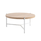 36.5  Modern Round Coffee Table with Wooden Top and Sleek Stainless-Steel Base for Living Room - 36.5L x 36.5W x 16.5H