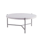 36.5  Modern Round Coffee Table with Wooden Top and Sleek Stainless-Steel Base for Living Room - 36.5L x 36.5W x 16.5H