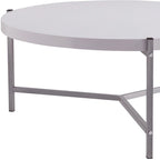 36.5  Modern Round Coffee Table with Wooden Top and Sleek Stainless-Steel Base for Living Room - 36.5L x 36.5W x 16.5H