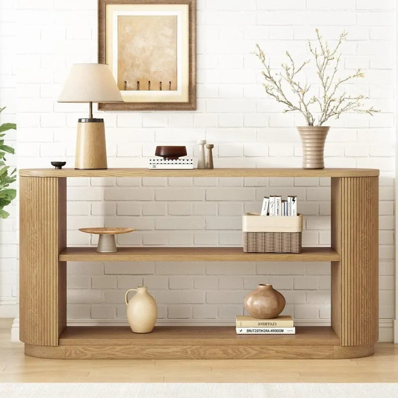 58.9  Modern Entryway Console Table, Slim Sofa Table with Open Shelf for Multi-Functional Use