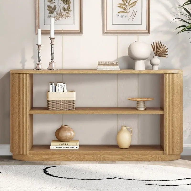 58.9  Modern Entryway Console Table, Slim Sofa Table with Open Shelf for Multi-Functional Use