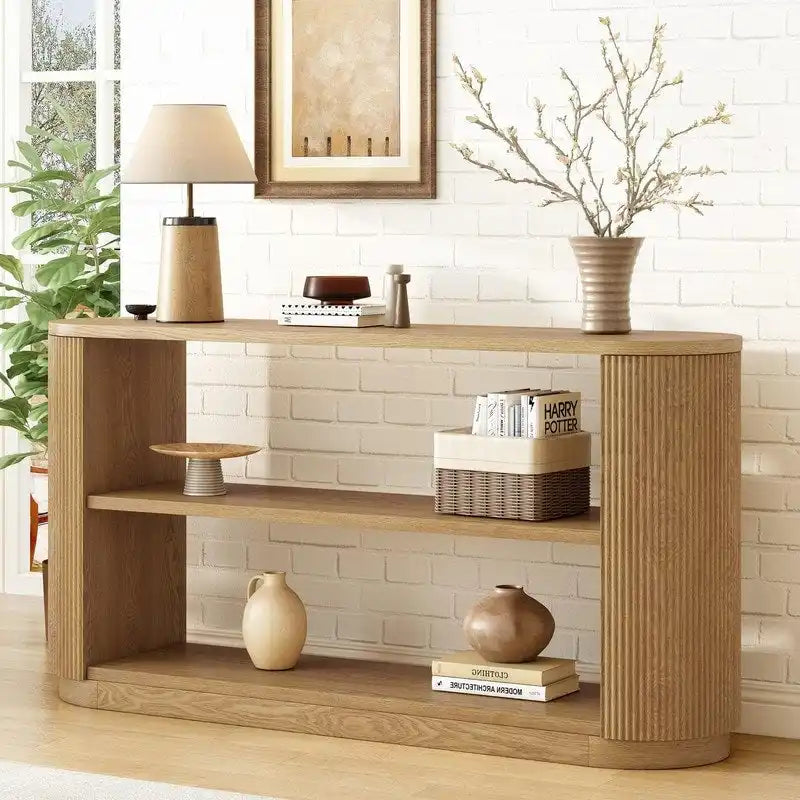 58.9  Modern Entryway Console Table, Slim Sofa Table with Open Shelf for Multi-Functional Use