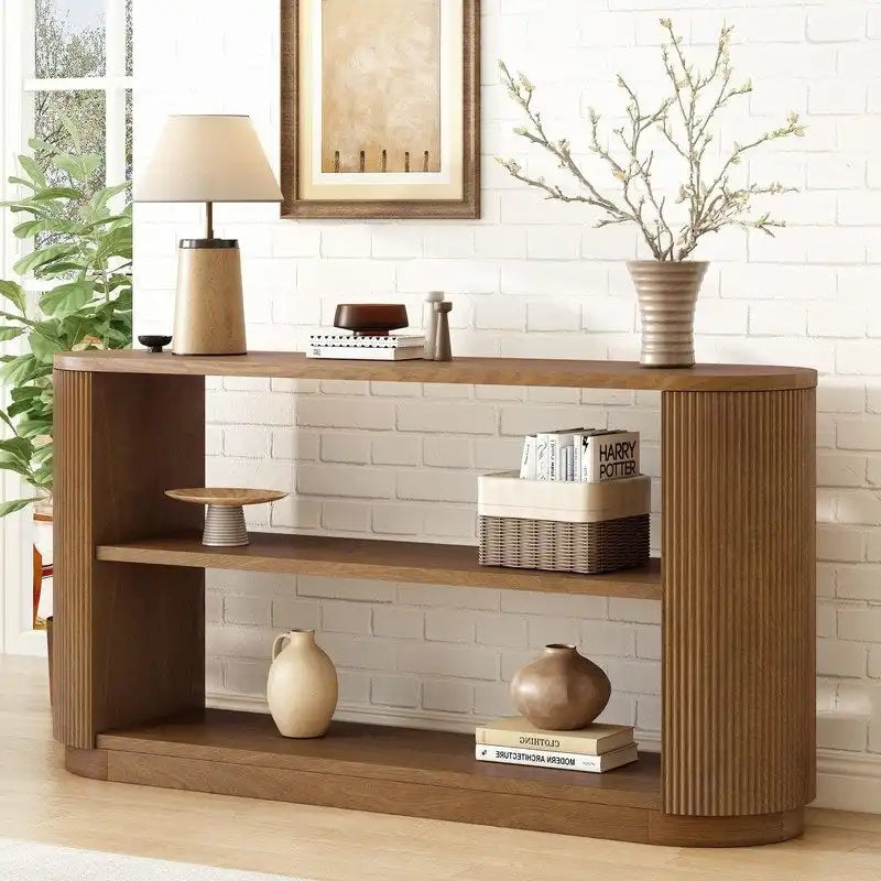 58.9  Modern Entryway Console Table, Slim Sofa Table with Open Shelf for Multi-Functional Use