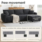 100  L-Shaped Sofa Boucle Fabric Couch with Movable Ottoman