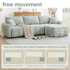 100  L-Shaped Sofa Boucle Fabric Couch with Movable Ottoman