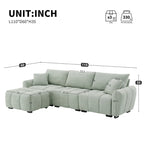 100  L-Shaped Sofa Boucle Fabric Couch with Movable Ottoman