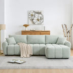 100  L-Shaped Sofa Boucle Fabric Couch with Movable Ottoman