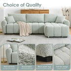 100  L-Shaped Sofa Boucle Fabric Couch with Movable Ottoman