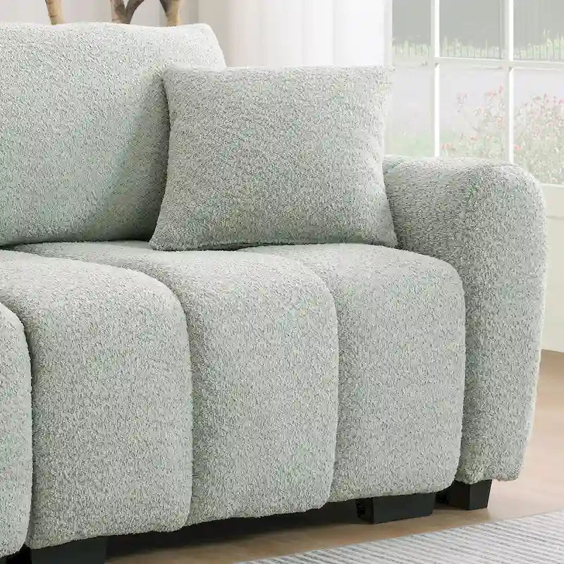 100  L-Shaped Sofa Boucle Fabric Couch with Movable Ottoman