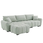 100  L-Shaped Sofa Boucle Fabric Couch with Movable Ottoman