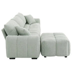 100  L-Shaped Sofa Boucle Fabric Couch with Movable Ottoman