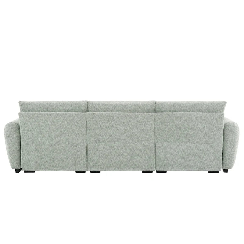 100  L-Shaped Sofa Boucle Fabric Couch with Movable Ottoman
