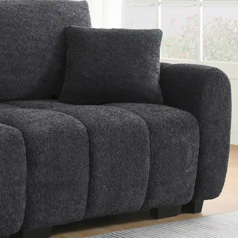 100  L-Shaped Sofa Boucle Fabric Couch with Movable Ottoman