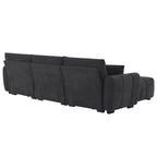 100  L-Shaped Sofa Boucle Fabric Couch with Movable Ottoman
