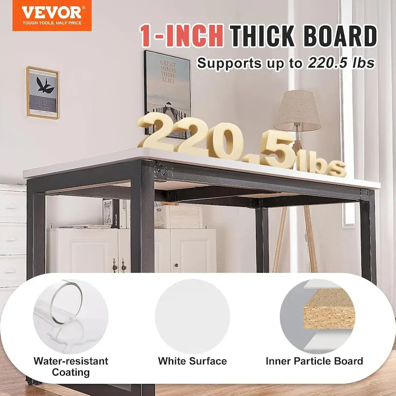 VEVOR 60 x 25 Inch Rectangular Tabletop for Adjustable Standing Desk, White - 34.8
