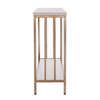 Champagne Faux Stone Rectangular Console Table with Gold Shelf Base - 47.5 L x 12 W x 29.5 H