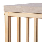 Champagne Faux Stone Rectangular Console Table with Gold Shelf Base - 47.5 L x 12 W x 29.5 H