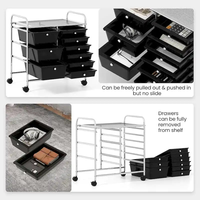 9 Drawer Rolling Storage Cart Mobile Drawer Carts Utility Cart