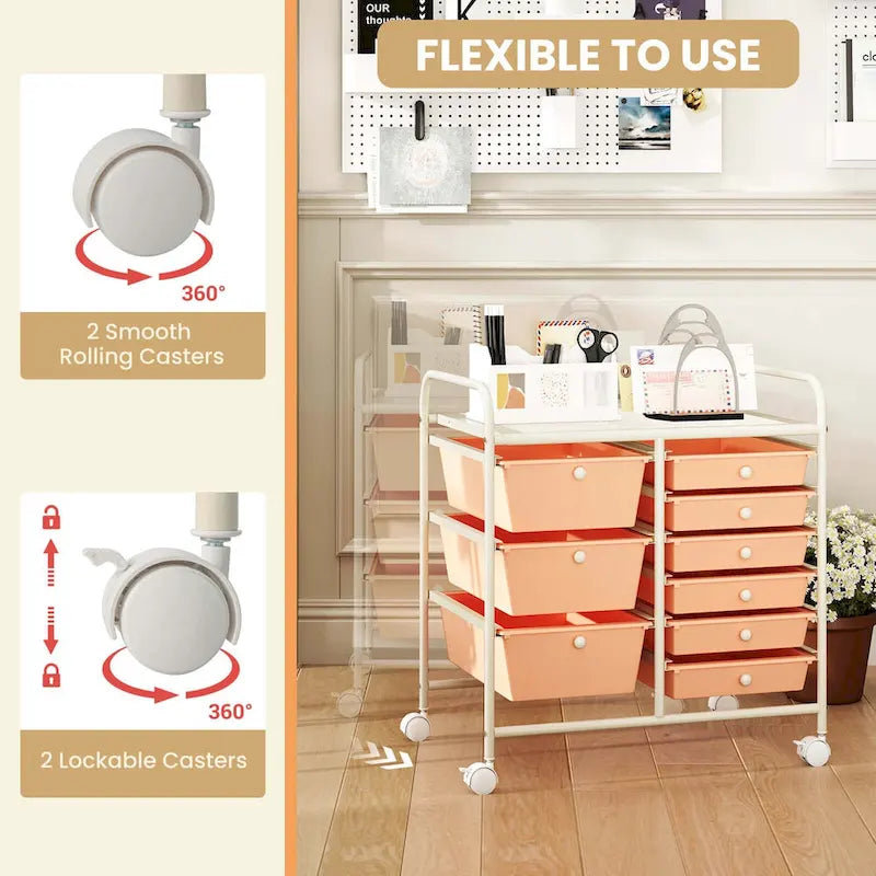 9 Drawer Rolling Storage Cart Mobile Drawer Carts Utility Cart