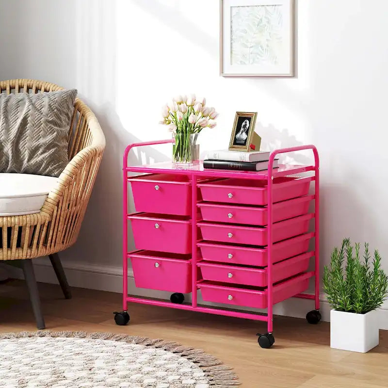 9 Drawer Rolling Storage Cart Mobile Drawer Carts Utility Cart