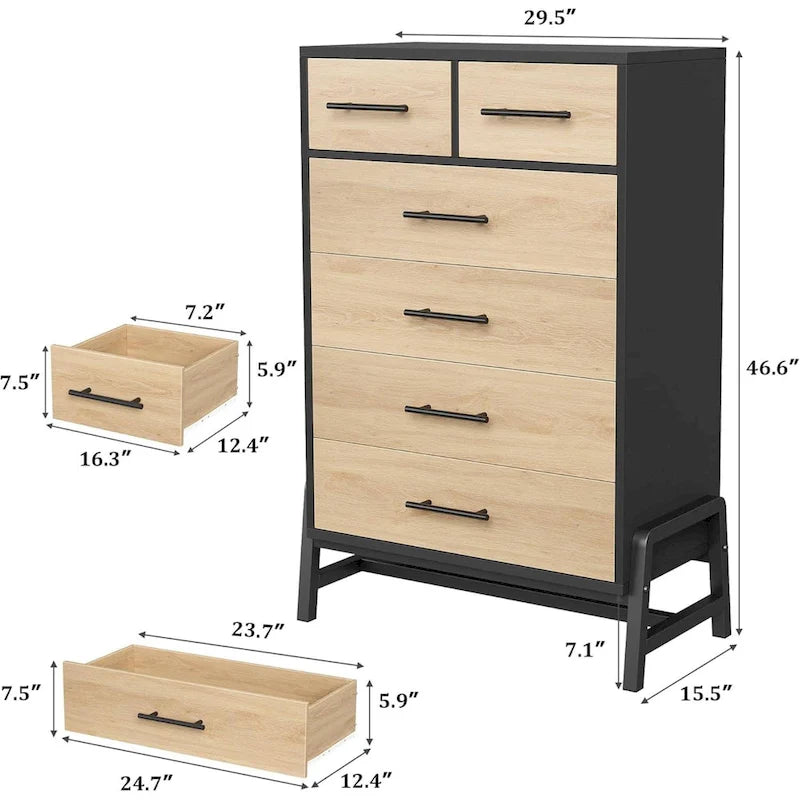4+2 Drawer Tall Freestanding Dresser for Bedroom